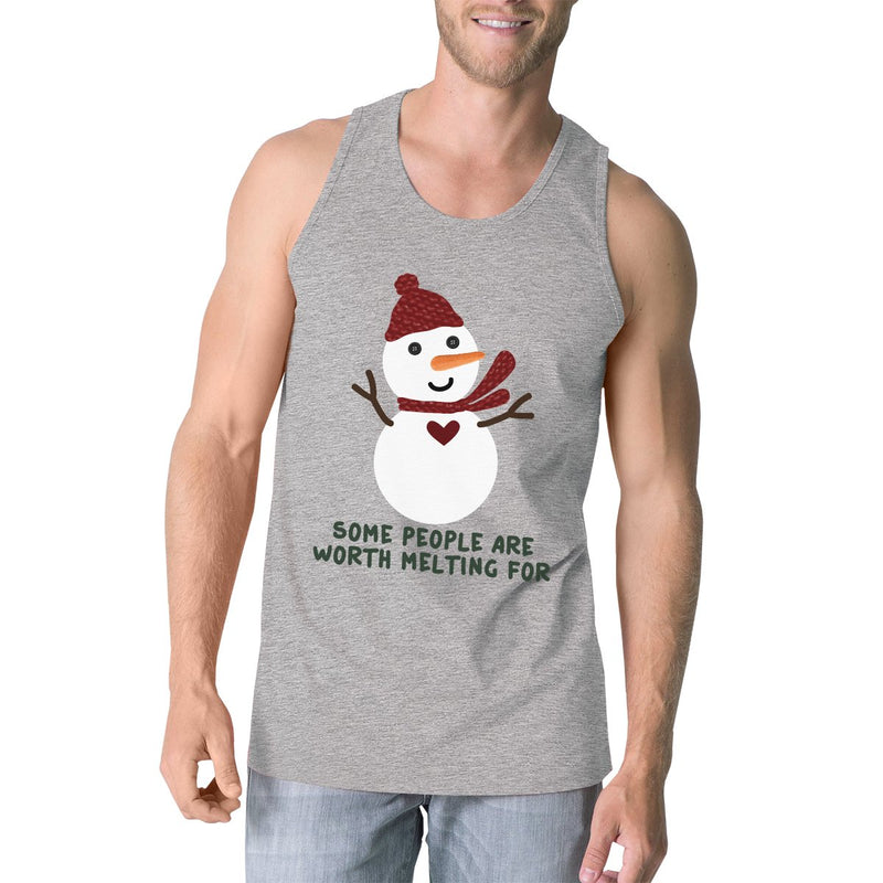 Some People Are Worth Melting For Snowman Mens Grey Tank Top
