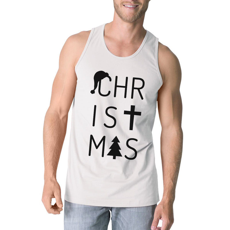 Christmas Letters Mens White Tank Top