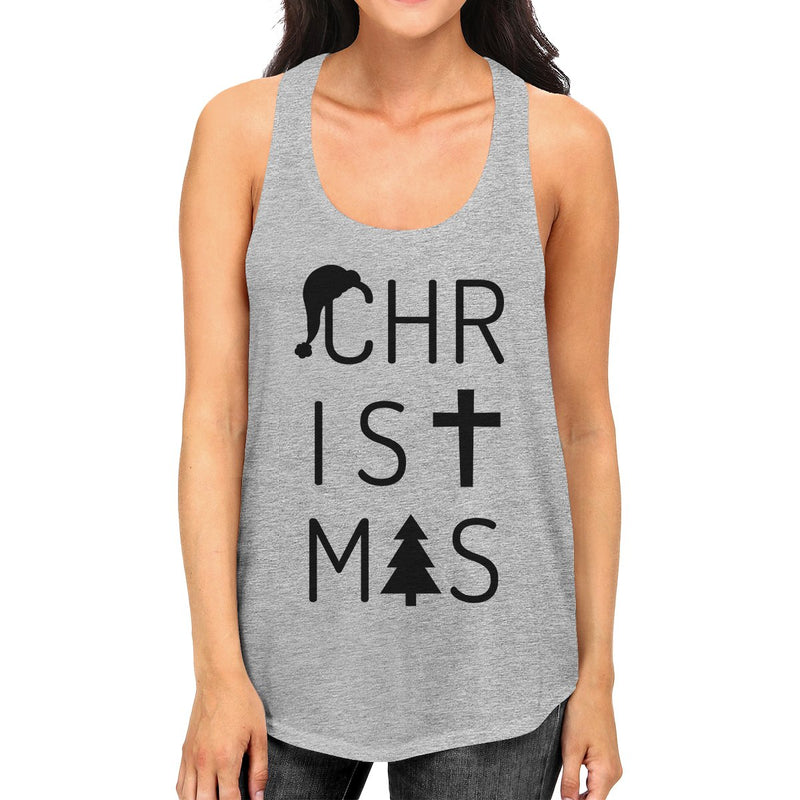 Christmas Letters Womens Grey Tank Top