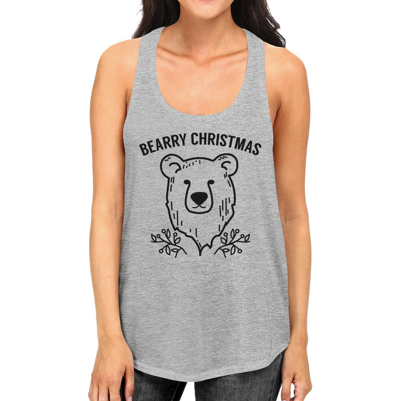 Bearry Christmas Bear Womens Grey Tank Top