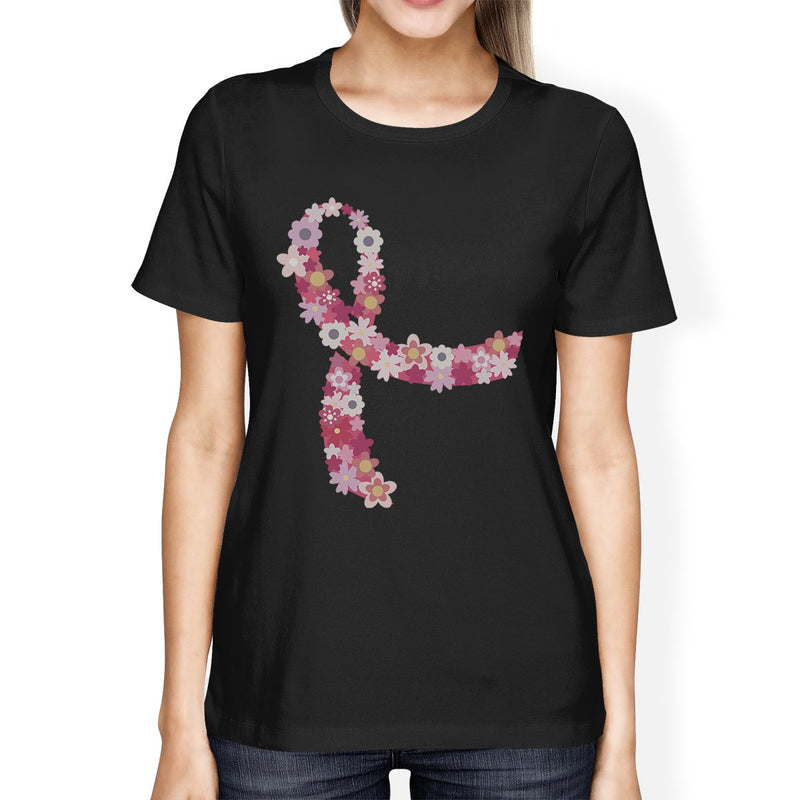 Pink Floral Ribbon Womens Shirt