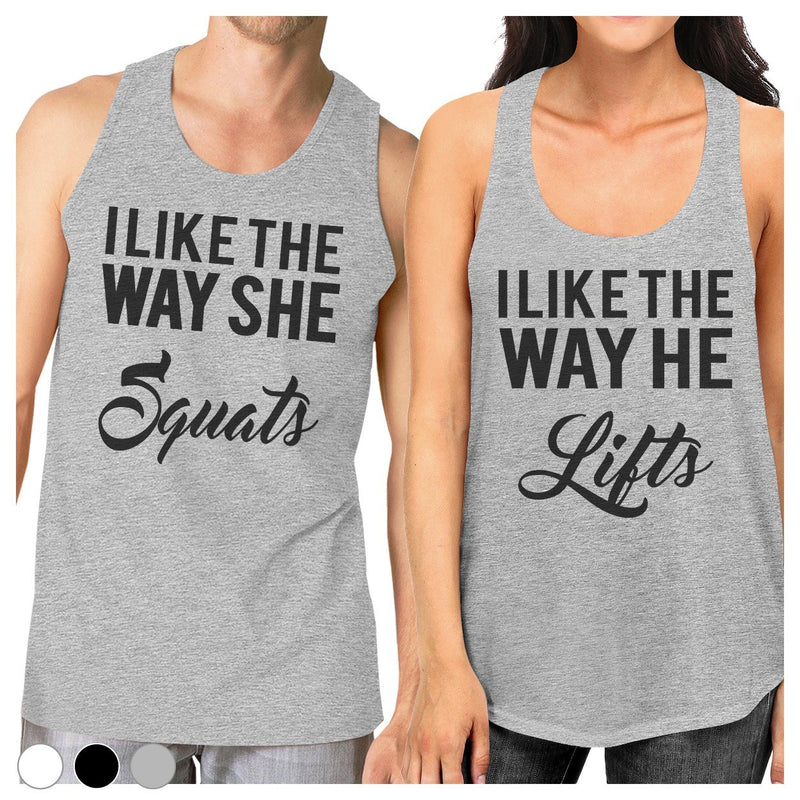 Squats Lifts Funny Workout Tanks Couples Gift Matching Couple Tanks