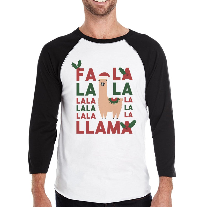 Falala Llama Mens Baseball Shirt Christmas Raglan Tee Gift For Him