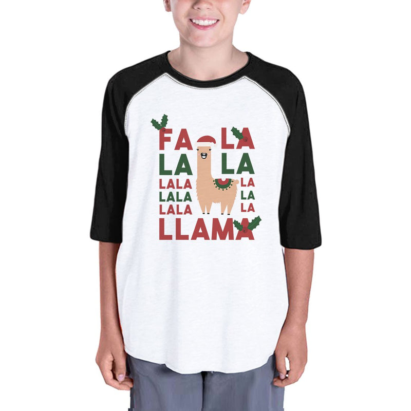 Falala Llama Youth Baseball Jersey Funny Christmas Shirt For Youth