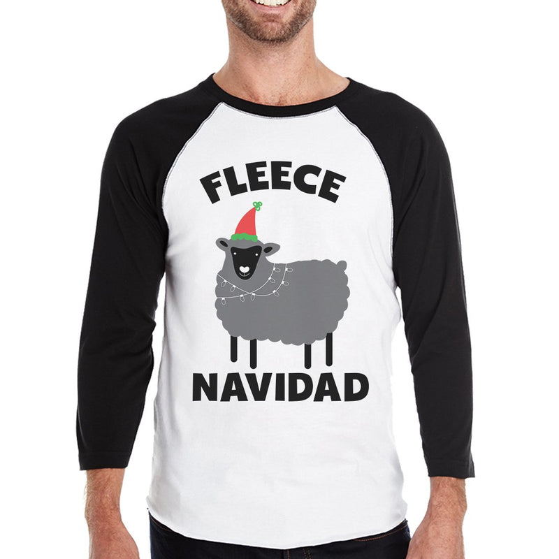 Fleece Navidad Mens Baseball Shirt Raglan Christmas Gift For Him