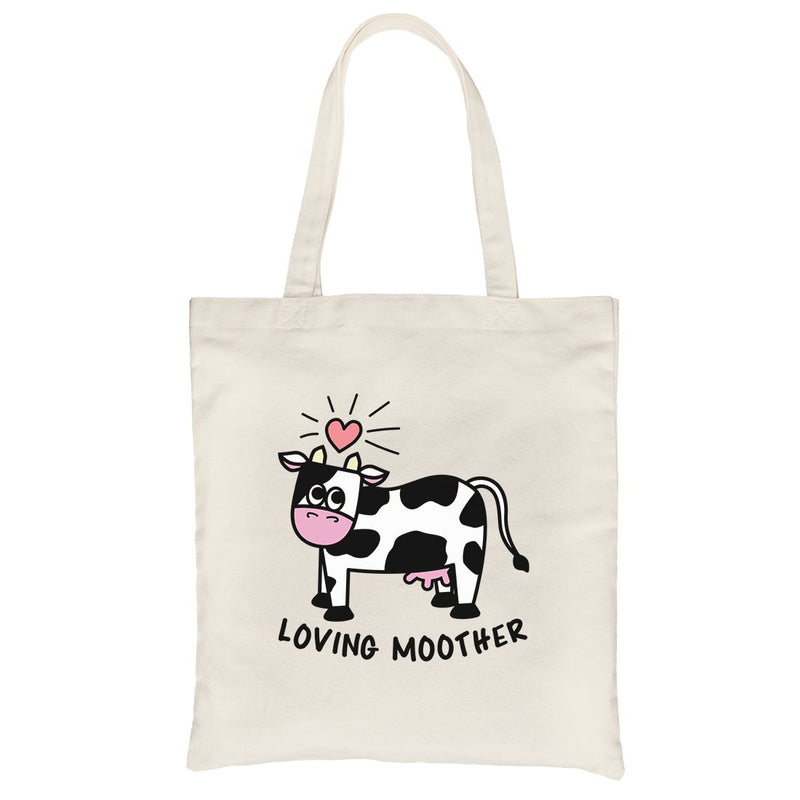 Loving Moother Cow Heavy Cotton Canvas Bag Cute Grocery Bag For Mom