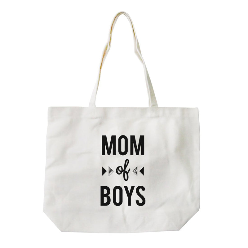Mom Of Boys Heavy Cotton Natural Canvas Bag Funny Grocery Bag Gifts