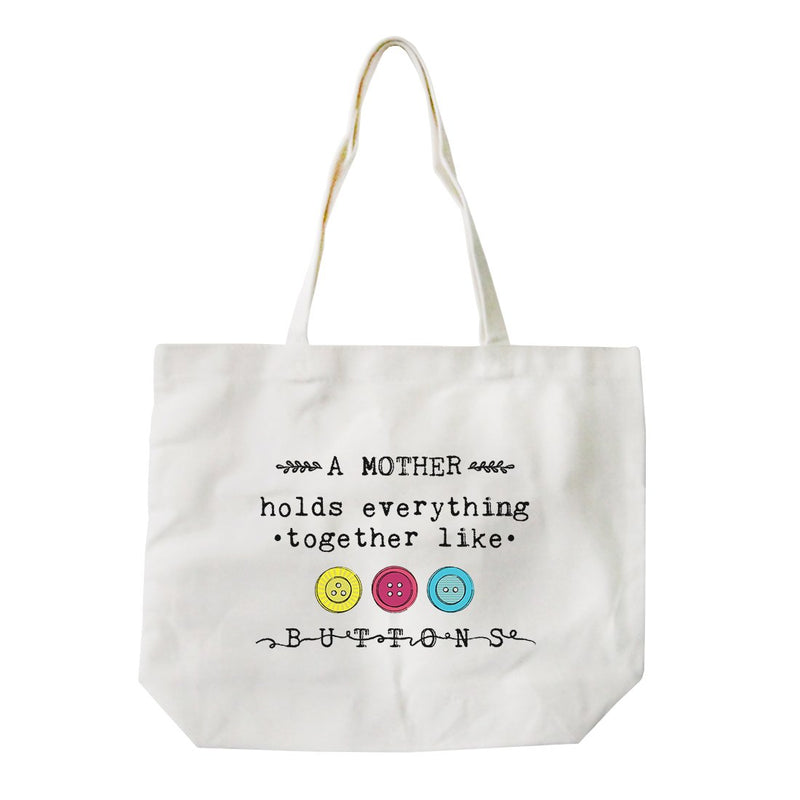 Mother Like Buttons Natural Heavy Cotton Tote Bag For Mother's Day