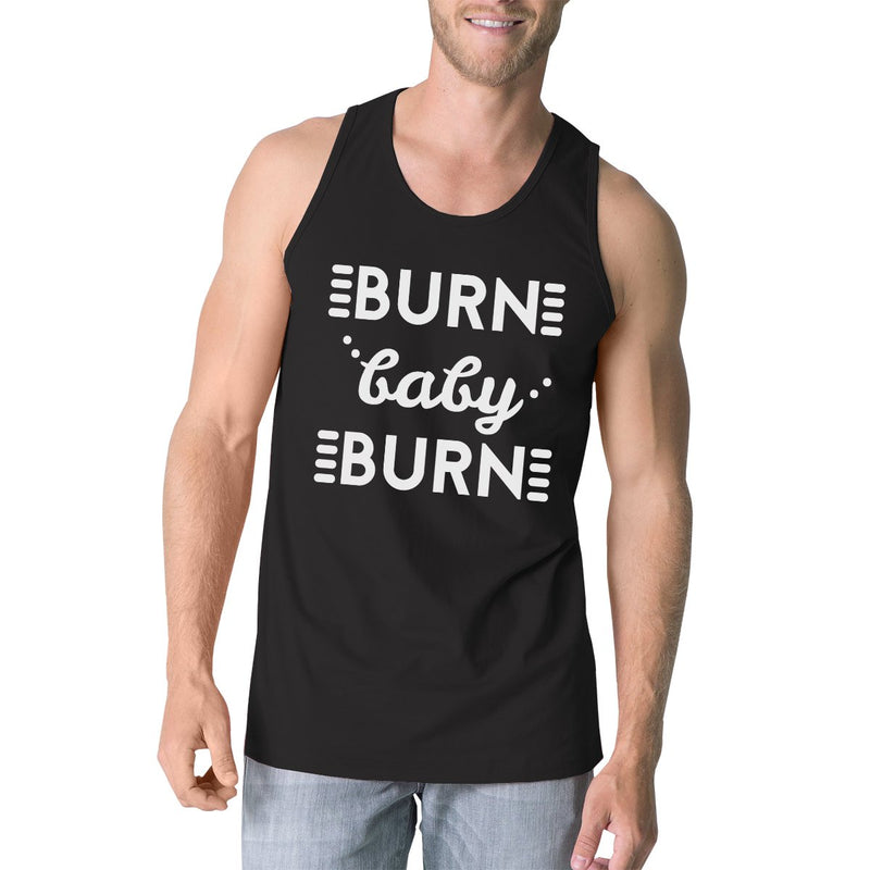 Burn Baby Mens Funny Work Out Lightweight Tank Top Gym Fitness Gift