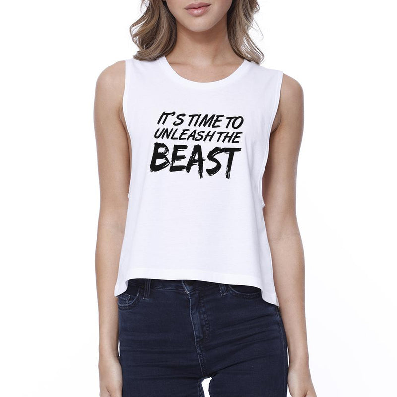 Unleash Beast Womens Funny Graphic Crop Top Lightweight Gym Gift