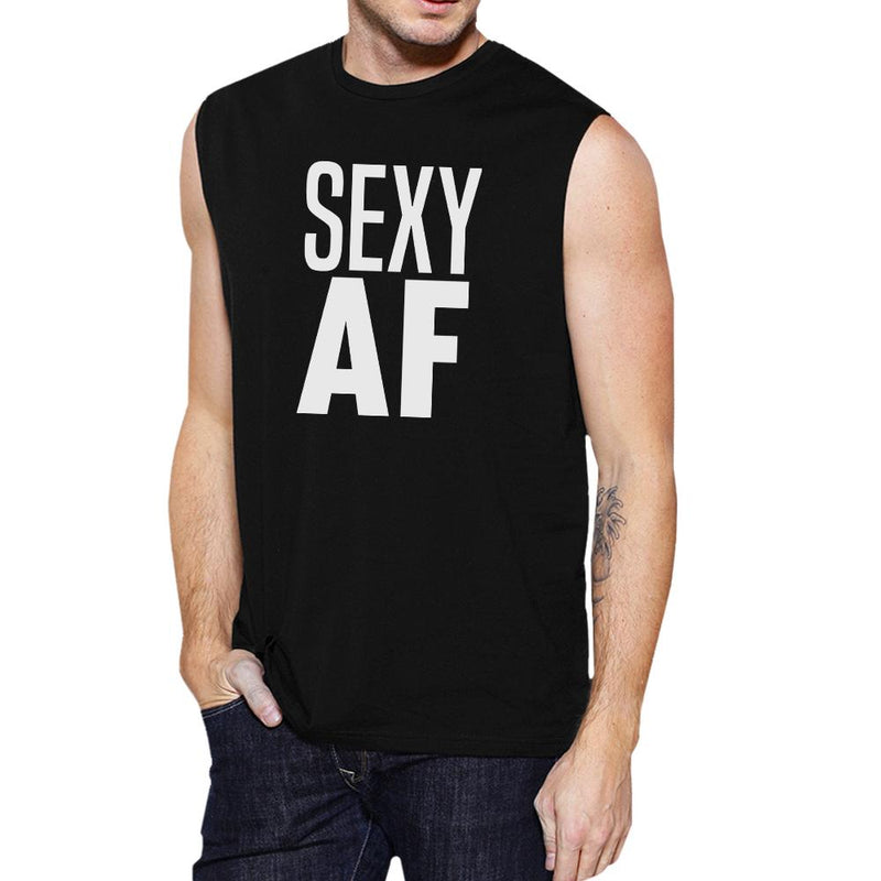 Sexy AF Mens Funny Workout Cotton Gym Muscle Shirt Graphic Tanks