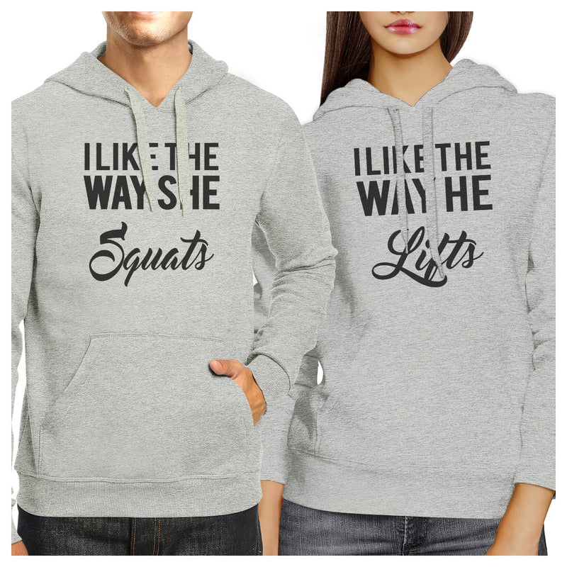 Squats Lifts Grey Matching Hoodies Pullover Workout Couple Gifts