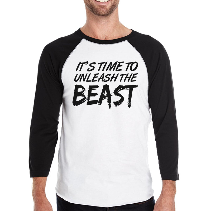 Unleash Beast Mens Baseball Shirt Funny Workout Raglan Tshirt Gifts