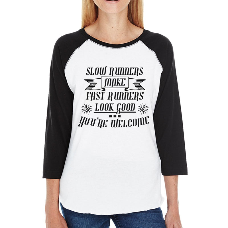 Slow Fast Runners Womens Baseball Tee Funny Exercise Raglan Tshirt