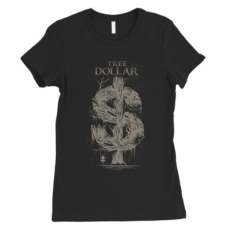 Tree Dollar Womens Funny Graphic T-Shirt Cute Gifts For Birthday