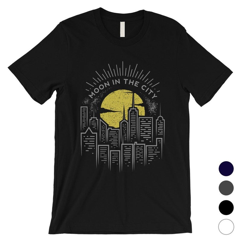 Moon In City Mens Unique Graphic Tee Vintage Retro Style T-Shirt