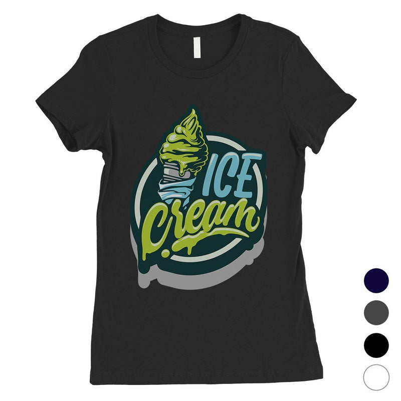Green Ice Cream Womens Funny Graphic T-Shirt Vintage Style Tee