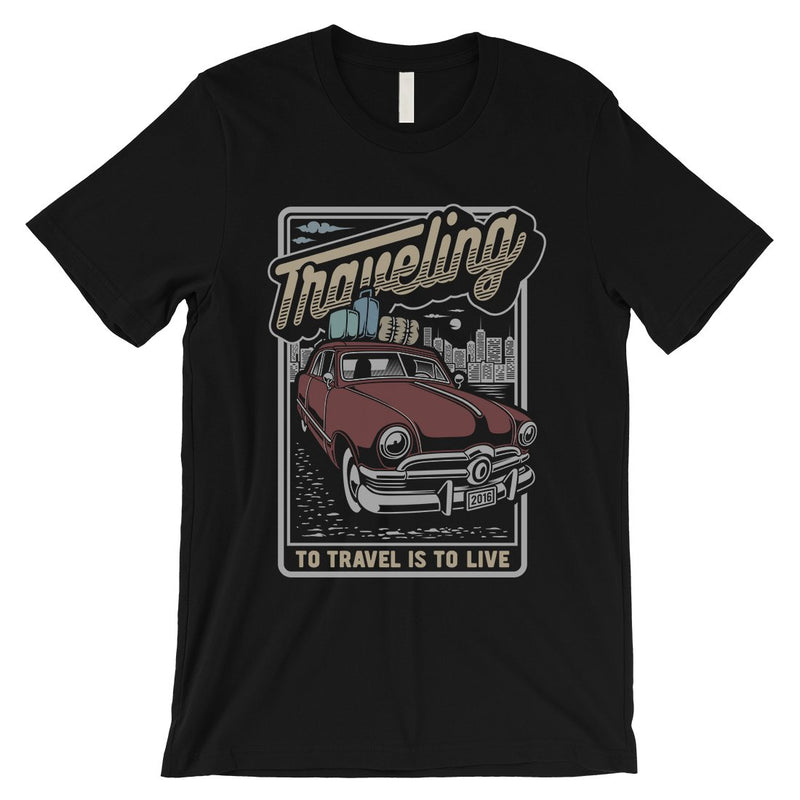Traveling To Live Mens Unique Retro Style T-Shirt For Travel Lovers