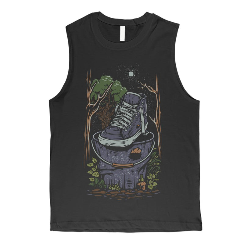 Shoe In Forest Mens Muscle Shirt