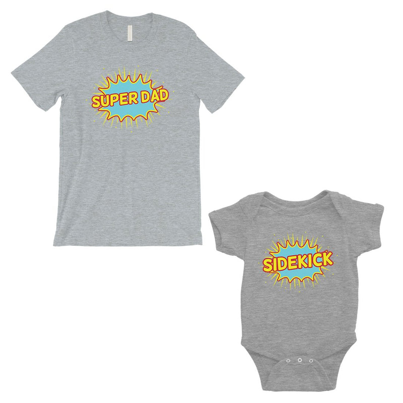 Super Dad Sidekick Dad and Baby Matching Outfits Grey