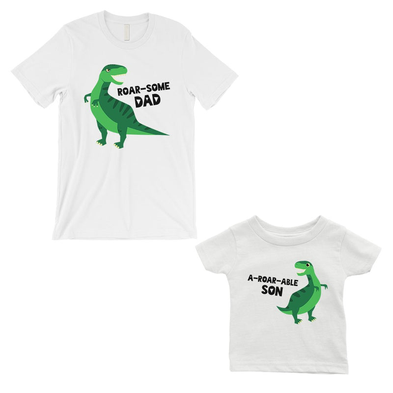 Roarsome Aroarable Dino Dad and Baby Matching Gift T-Shirts White