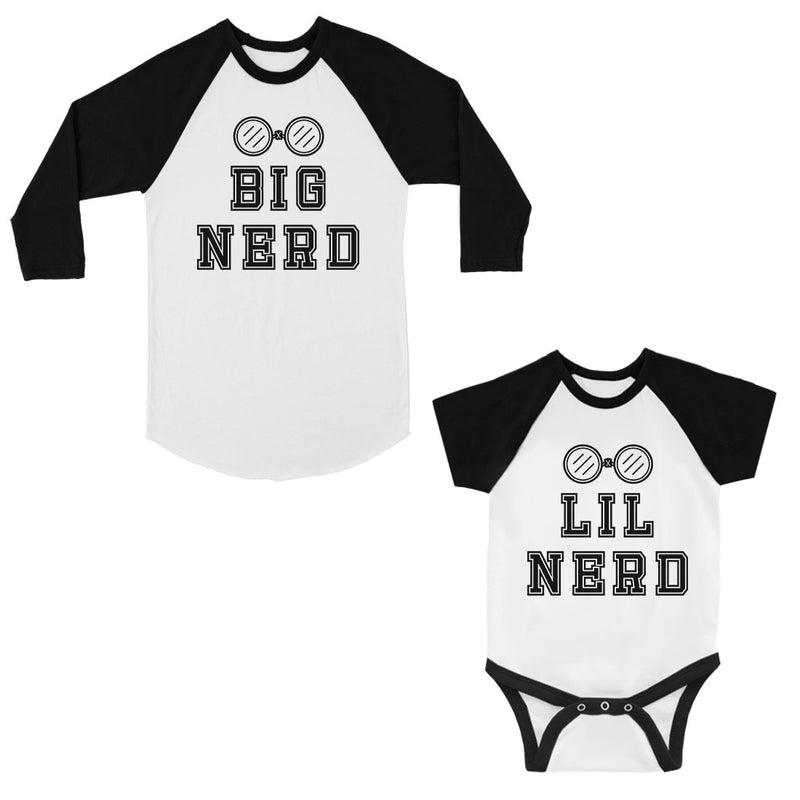 Big Nerd Lil Nerd Dad Baby Matching Baseball Shirts
