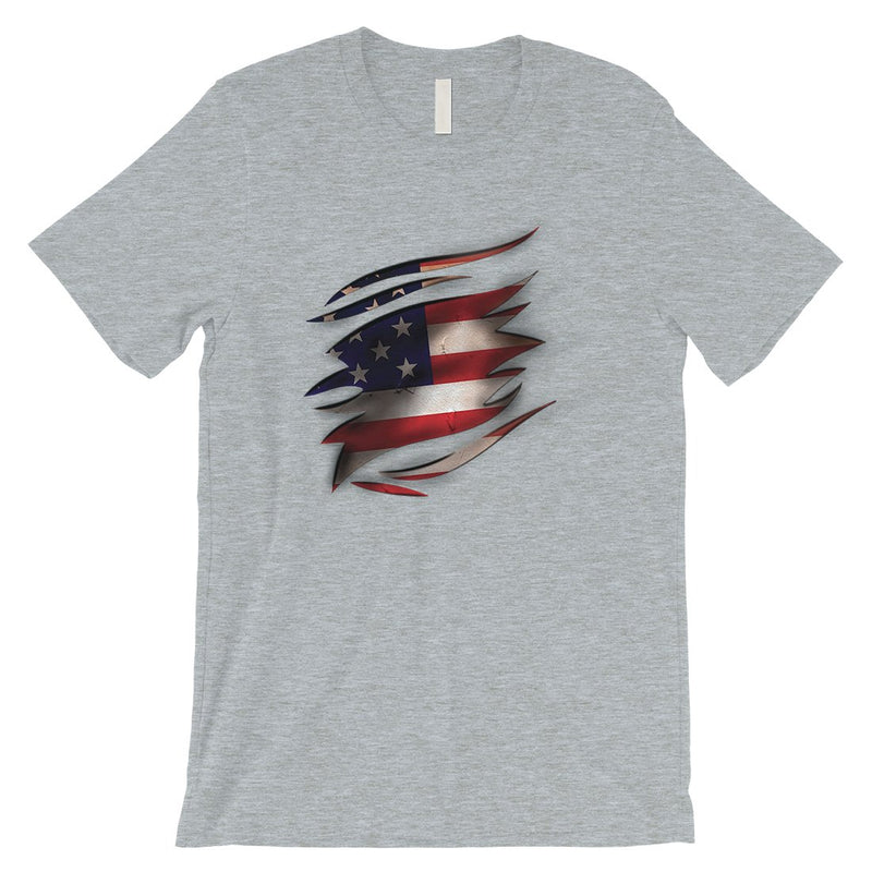 American Flag Ripped Mens 4th of July Outfits Graphic Tee T-Shirt