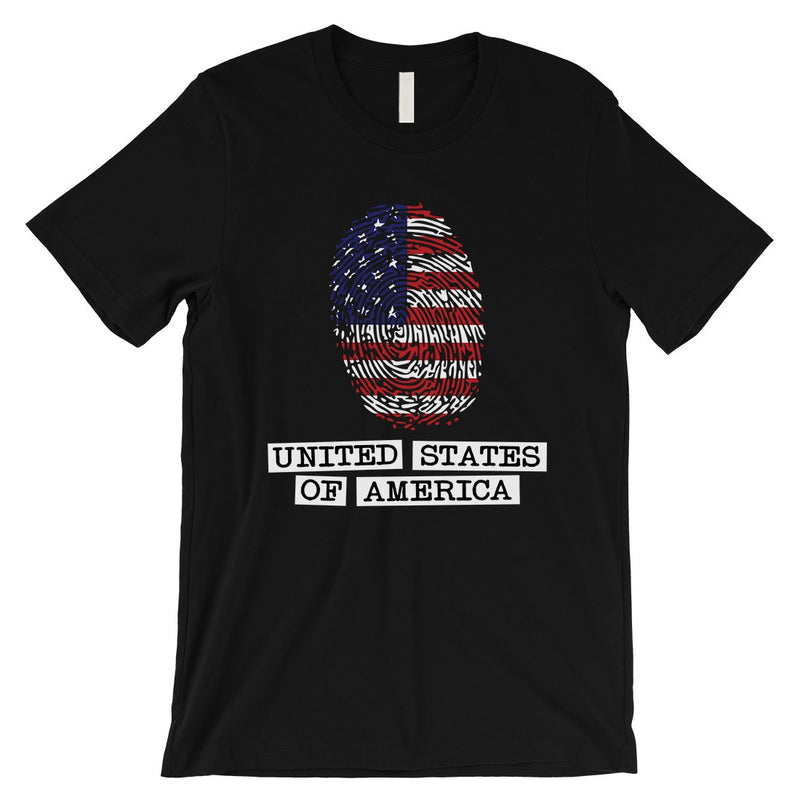 USA Fingerprint Flag Mens Funny Graphic T-Shirt 4th of July Shirts