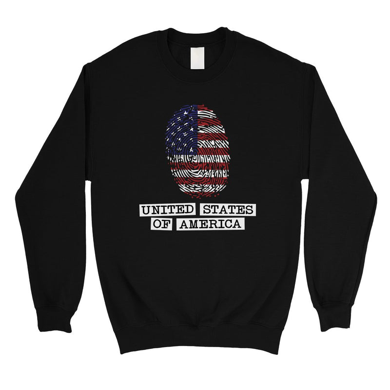 USA Fingerprint Flag Unisex Crewneck Sweatshirt 4th Of July Outfit
