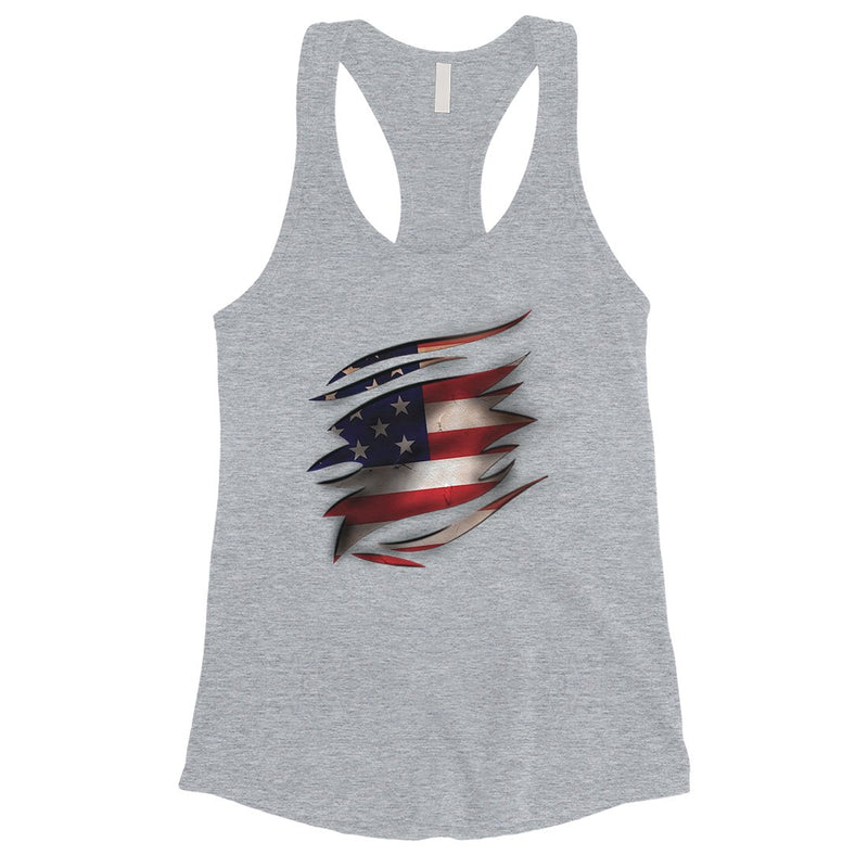 American Flag Ripped Womens Graphic Tank Top Cute 4th of July Tanks