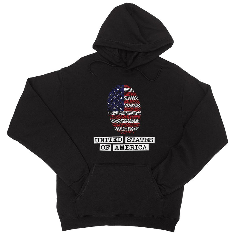 USA Fingerprint Flag Unisex Hooded Sweatshirt Hoodie 4th Of July