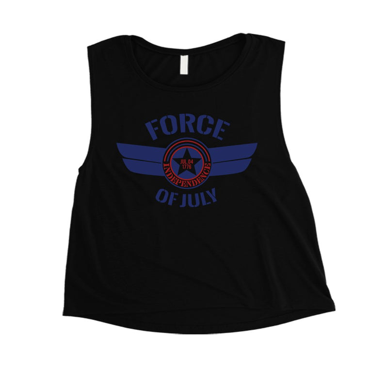 Force Of July Womens Racerback Workout Crop Tee 4th Of July Outfit