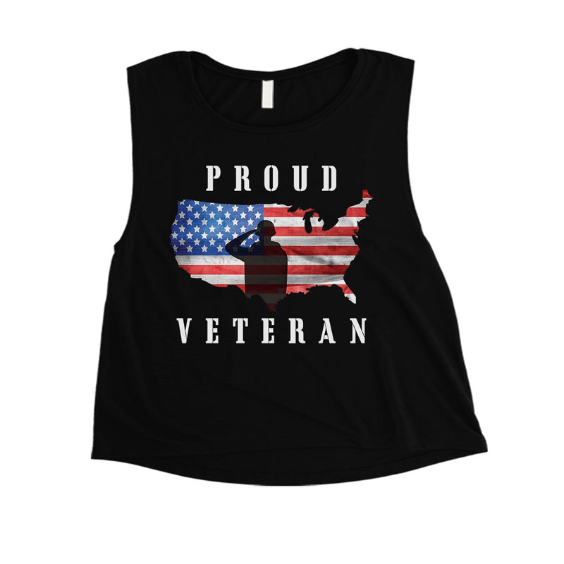 Proud Veteran Mom Womens Cute Graphic Crop Tee For Workout Gift