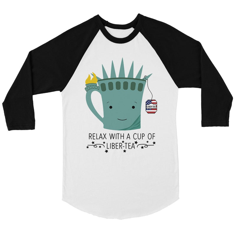 Cup Of Liber-Tea Womens Cute Baseball Shirt 4th of July Raglan Tee