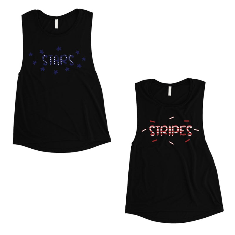 Stars And Stripes BFF Matching Tank Tops Womens For Sister Birthday