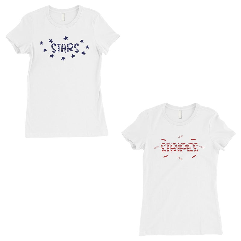 Stars And Stripes BFF Matching Shirts Womens White Valentines Gift