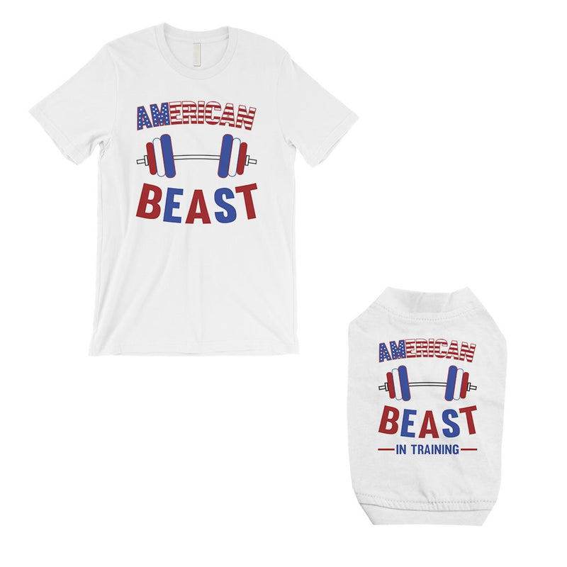 American Beast Training Small Dog and Owner Matching Shirts Funny