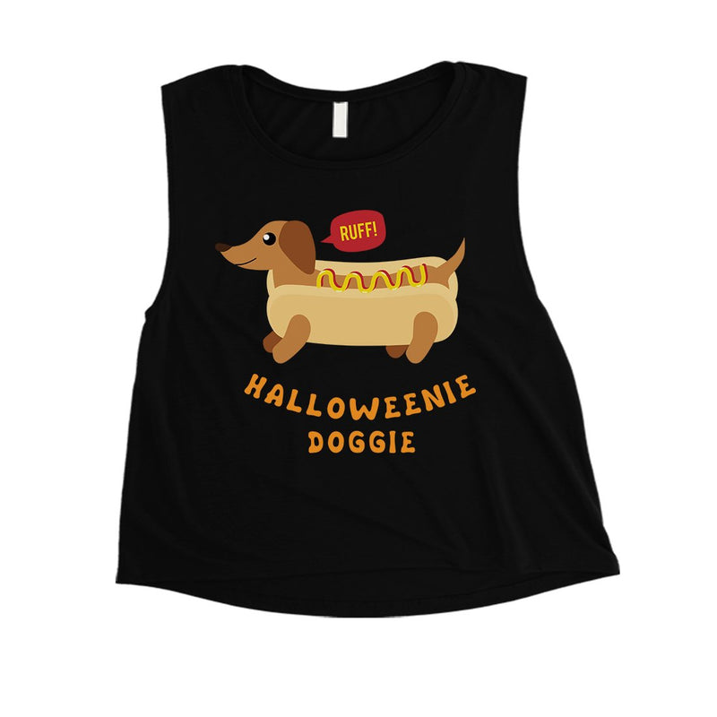 Halloweenie Doggie Womens Crop Top