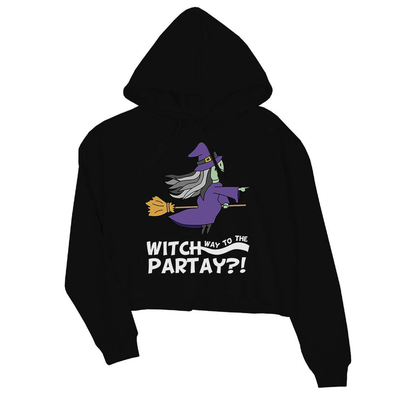 Witch Way To Partay Womens Crop Hoodie