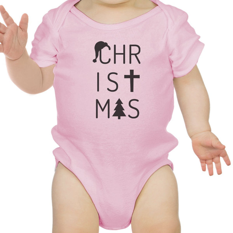 Christmas Letters Baby Pink Bodysuit