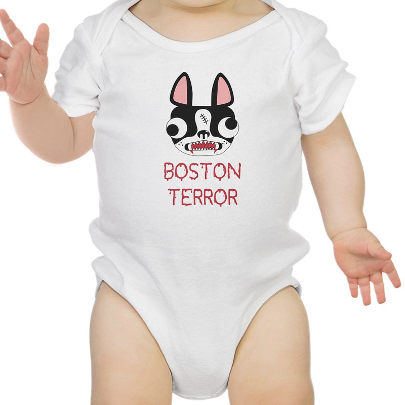 Boston Terror Terrier Baby White Bodysuit