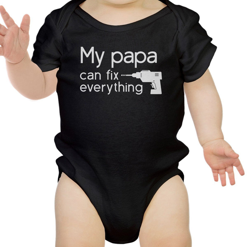 My Papa Fix Black Cute Baby Bodysuit Unique Fathers Day Gifts For Dad