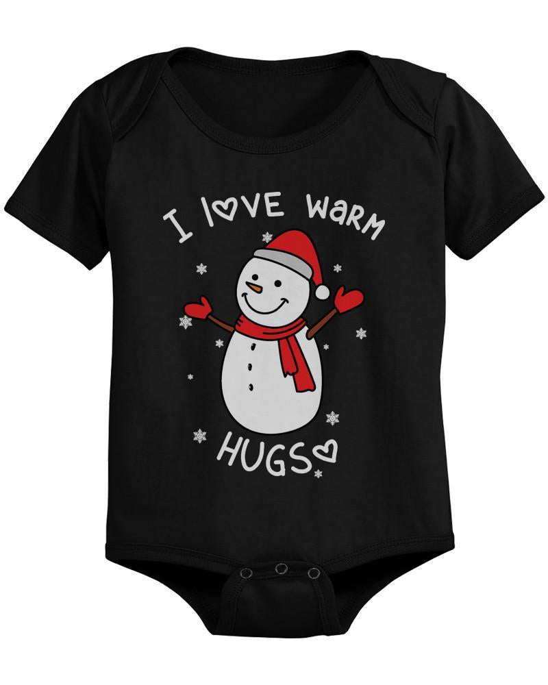 I Love Warm Hugs Snowman Cute Christmas Black Baby Bodysuit Gifts
