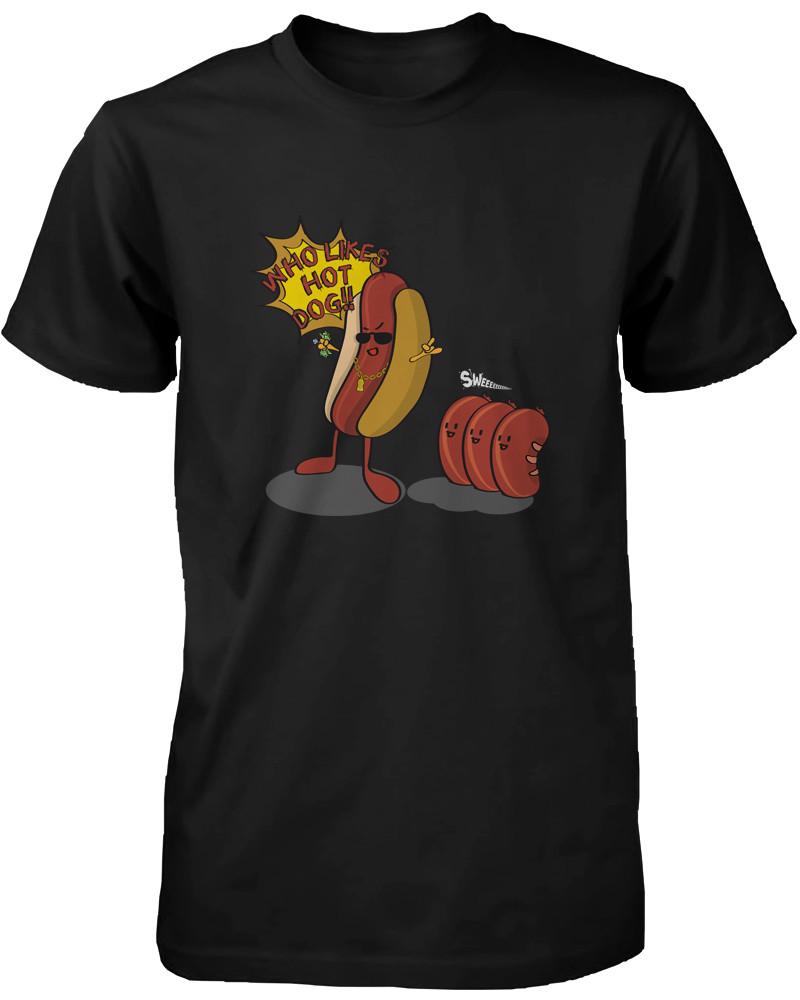 Who Likes Hot Dogs Men's Humor Graphic T-shirt - Funny Hot Dog and Sausages