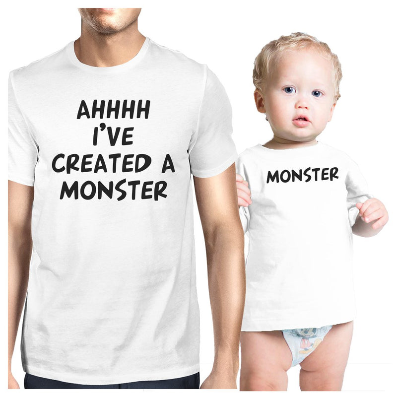 Created A Monster Dad and Baby Matching Gift T-Shirts Father's Day