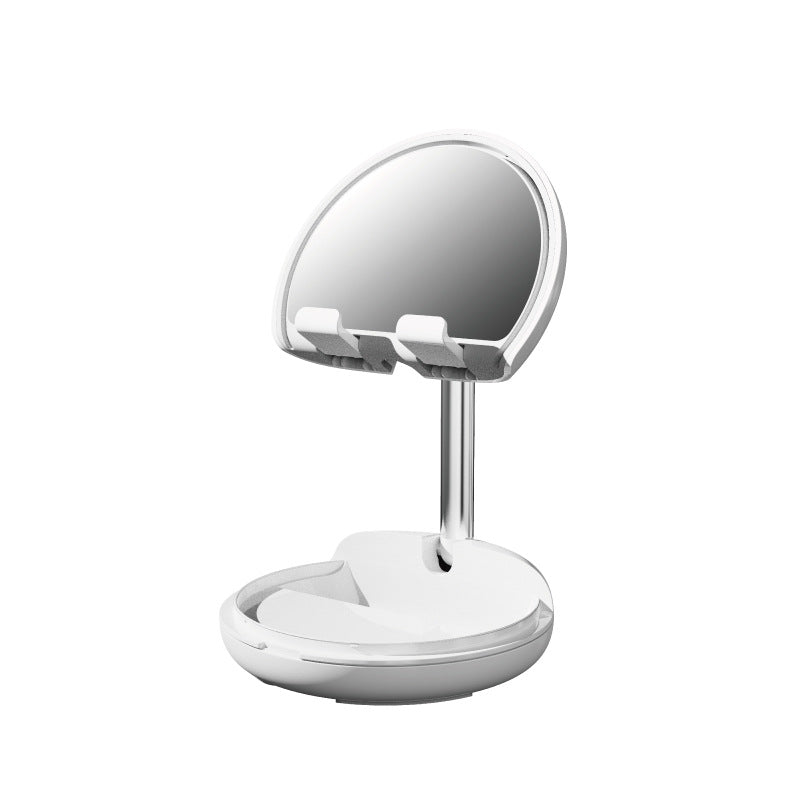 Desktop Mobile Phone Stand Makeup Mirror Mobile Phone Tablet Universal Stand Creative Telescopic Folding Lazy Net Red Stand white