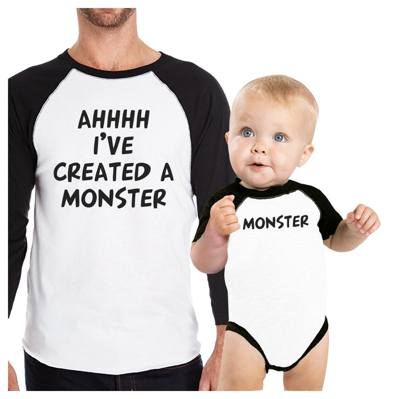 Created A Monster Dad Baby Matching Baseball Shirts New Dad Gifts