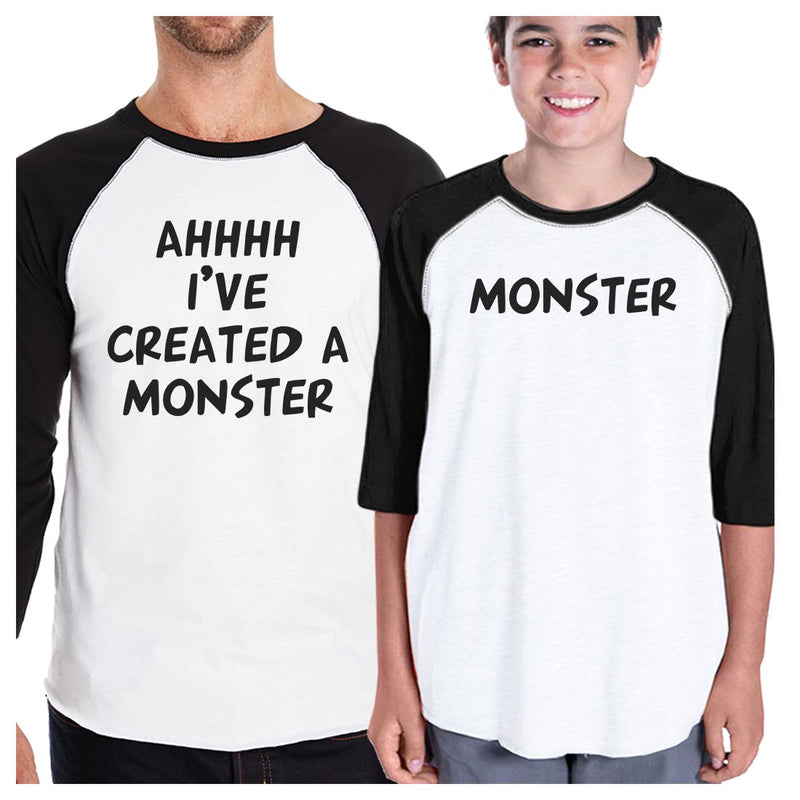 Created A Monster Dad and Kid Matching Baseball Shirts Husband Gift