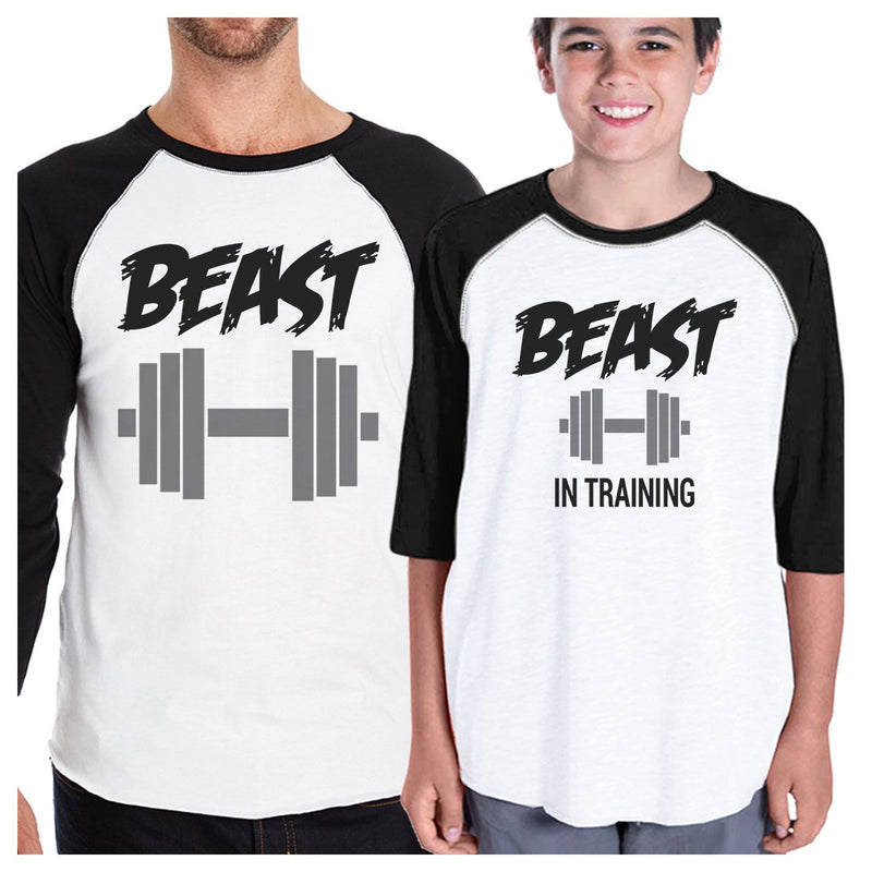 Beast In Training Dad and Kid Matching Baseball Shirts New Dad Gift
