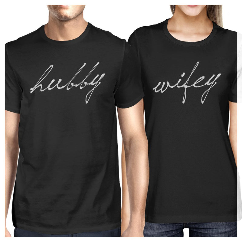 Hubby Wifey Matching Couple Gift Shirts Black For Valentine's Day